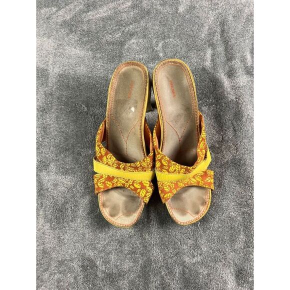 Diesel Faux Wooden Heel Sandals Yellow Orange Suede Leather Open Toe - Picture 2 of 10